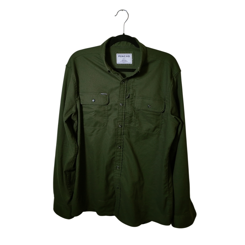 Olive Green Men's Casual Button-Up Shirt